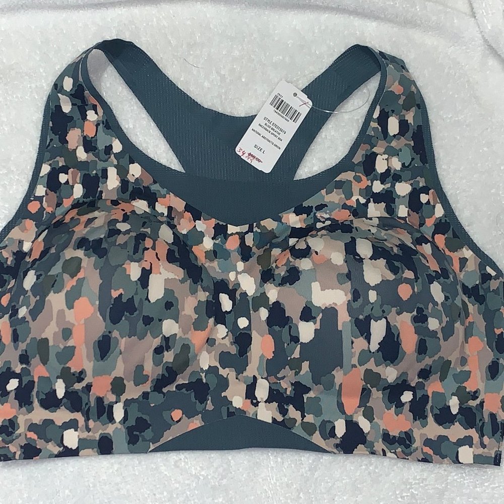 NWT Soma Racerback Sport Bra Bliss Breathe SIZE LARGE "Natural Abstracts Orion"